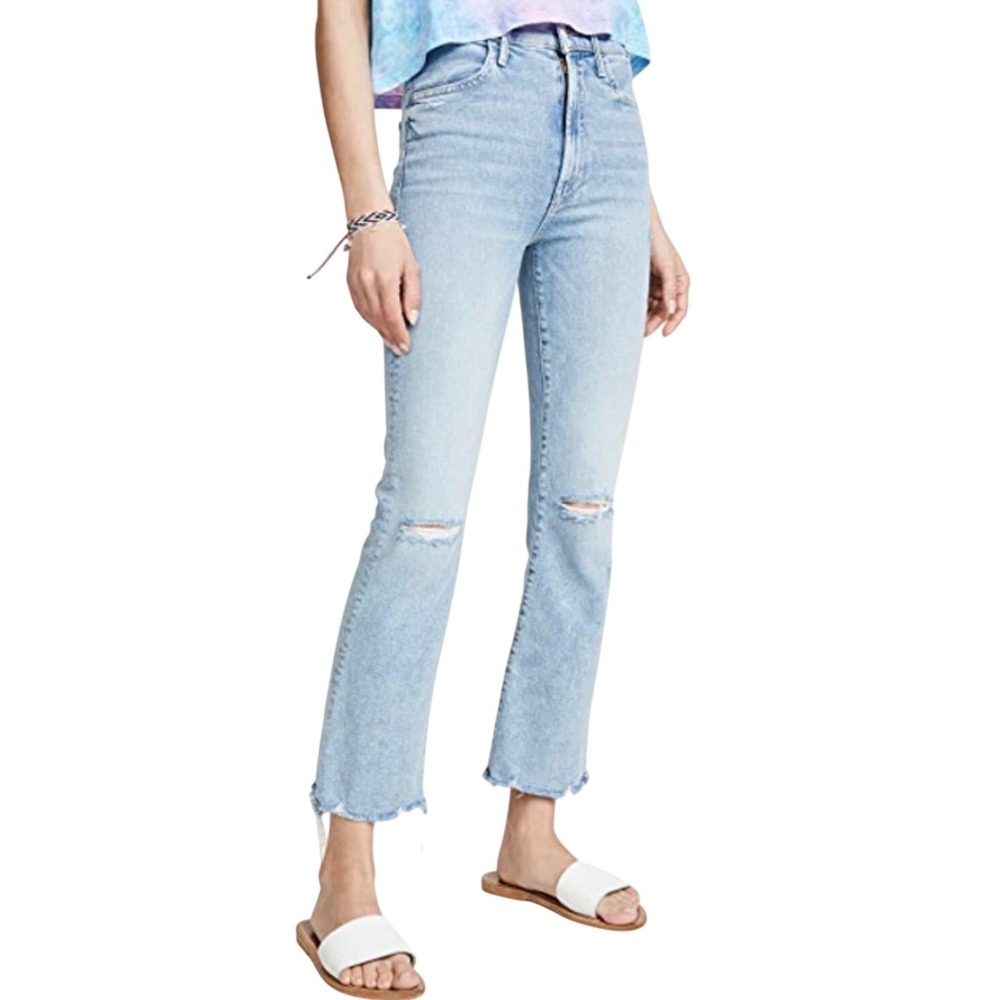 Mother The Hustler Ankle Chew Jeans Drinking By The Pool 29 Distressed Raw Hem